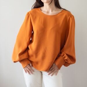 Orange Aritzia Babaton Moda Long-Sleeved Blouse Size Small